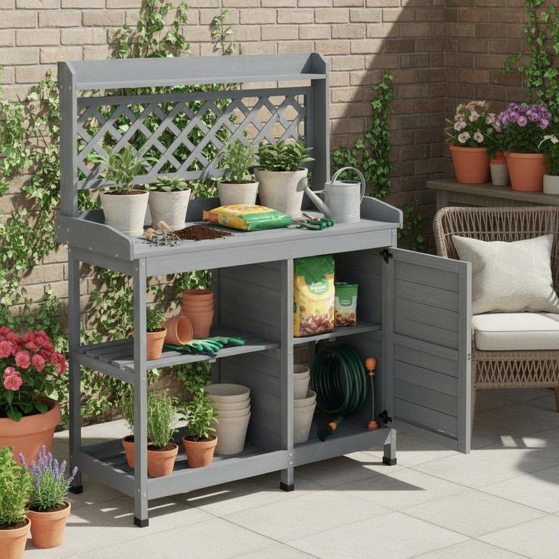 Woodworking Work Table - Potting Bench Table, Outdoor Gardening Wooden