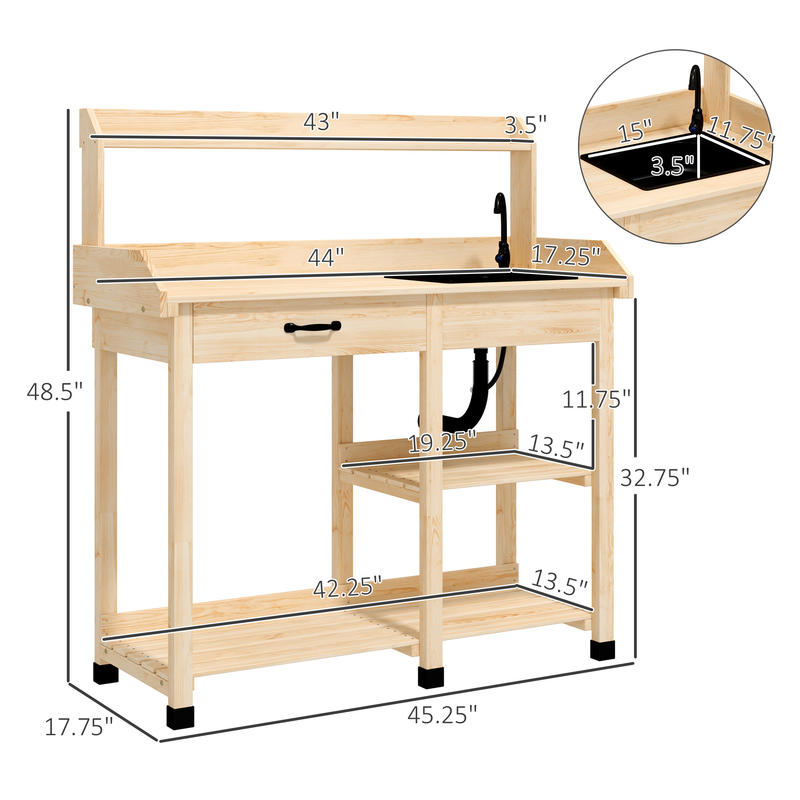 Potting Bench Table, Outdoor G - Woodworking Work Table incelemesi ve fiyatı