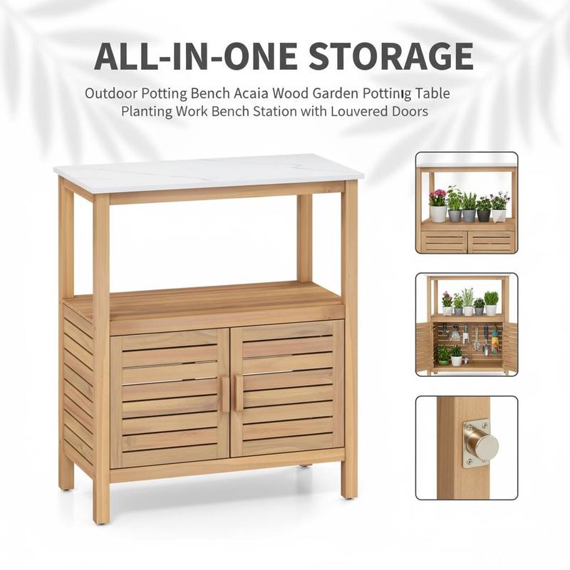 Outdoor Potting Bench Acacia W - Woodworking Work Table incelemesi ve fiyatı