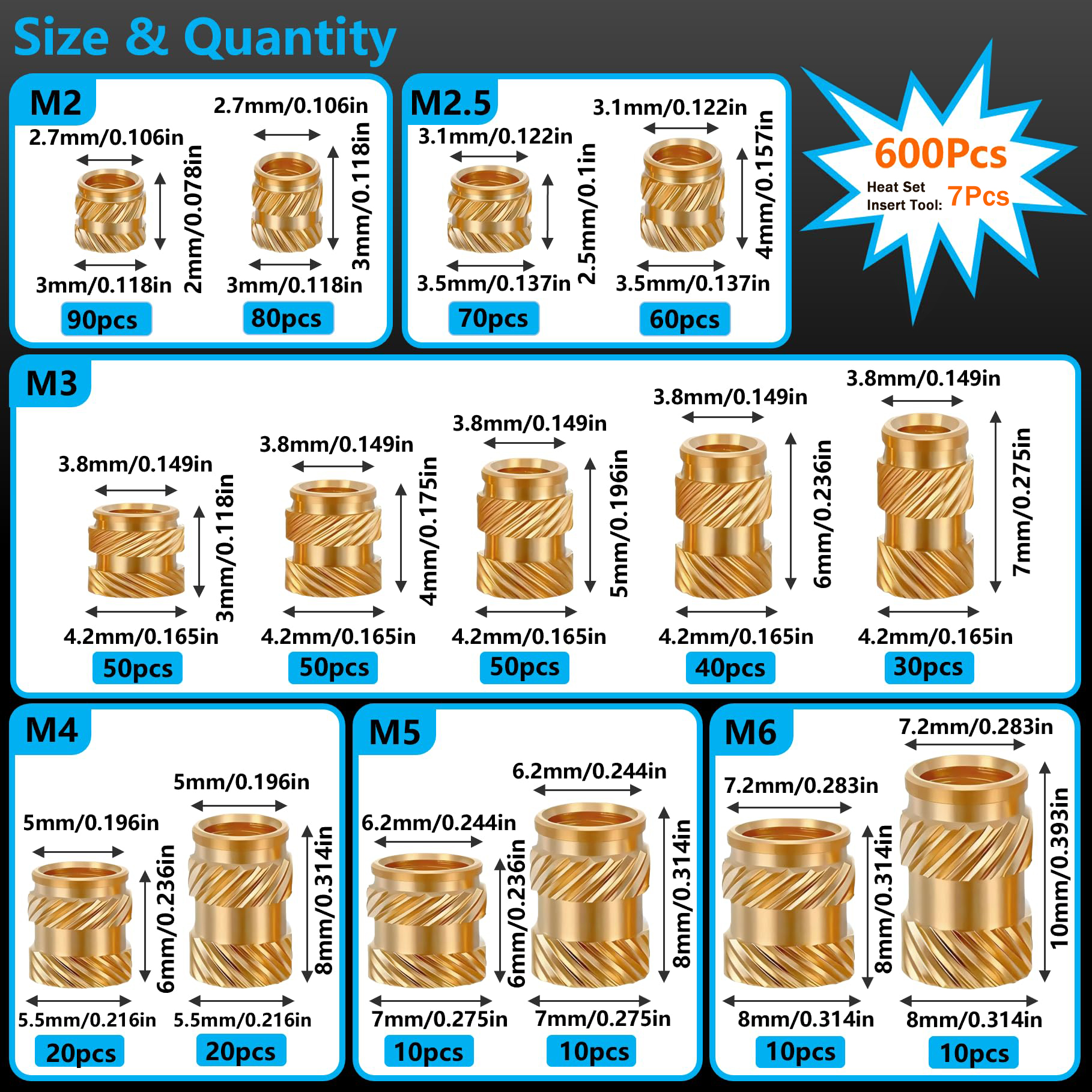 600Pcs M2-M6 Brass Threaded In - Woodworking Shops incelemesi ve fiyatı