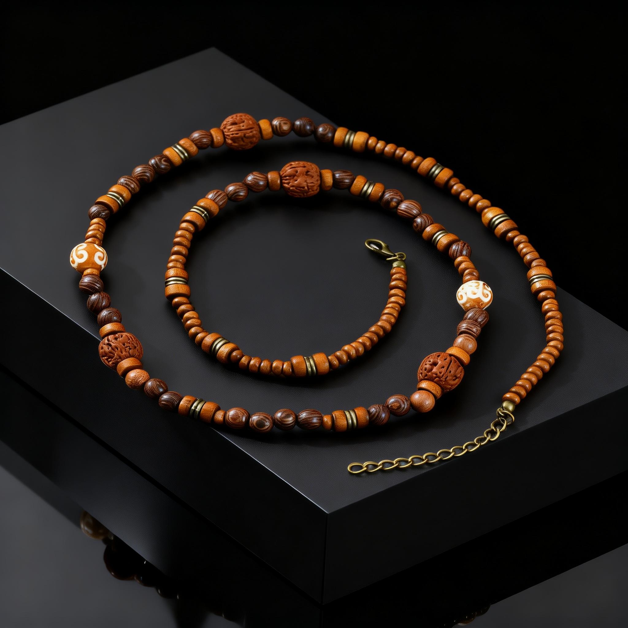 Fashion Walnut Wood Bead Neckl - Woodworking Nc incelemesi ve fiyatı