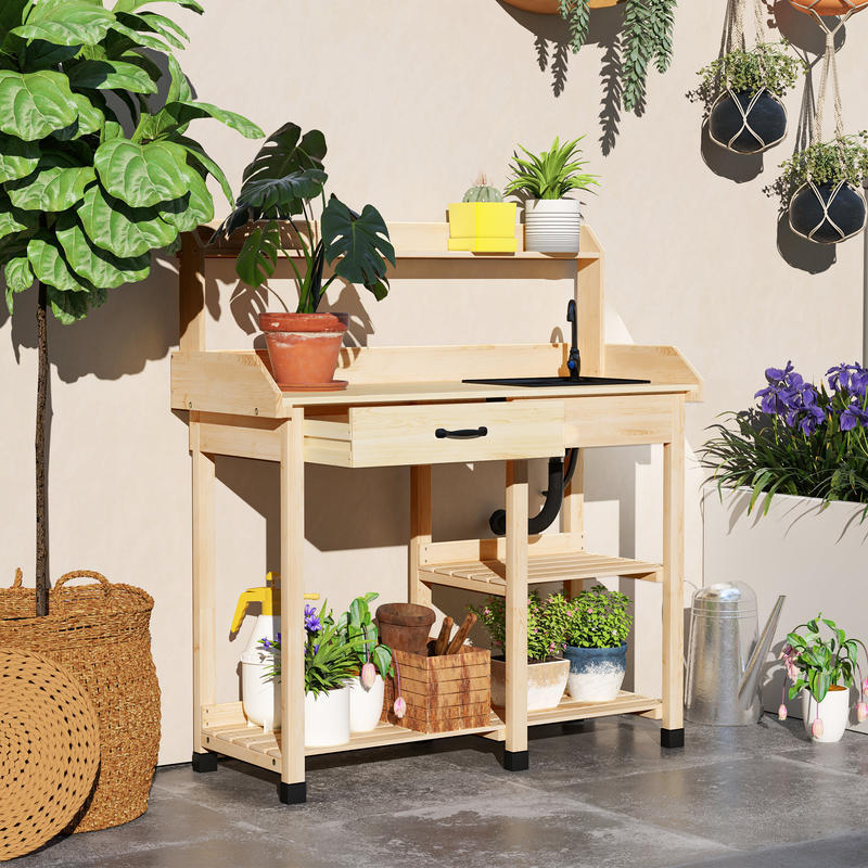 Outsunny Potting Bench Table,  - Woodworking Work Table incelemesi ve fiyatı