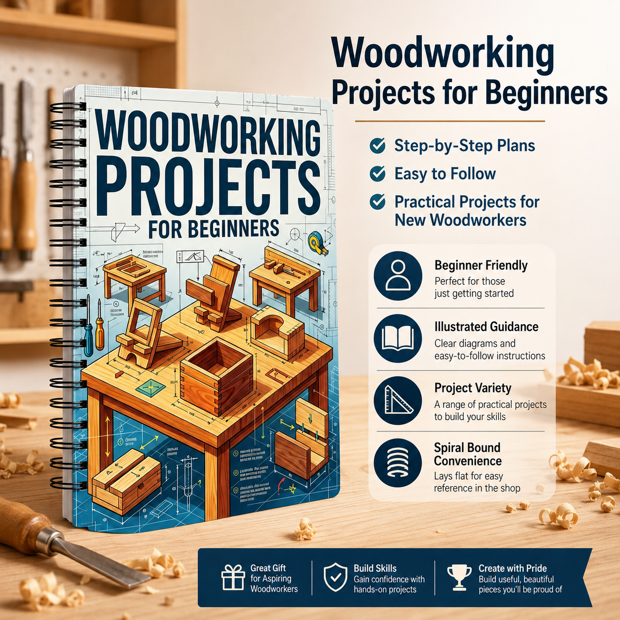 Beginner Woodwork Guide DIY Ho - Woodworking Ideas For Adults incelemesi ve fiyatı