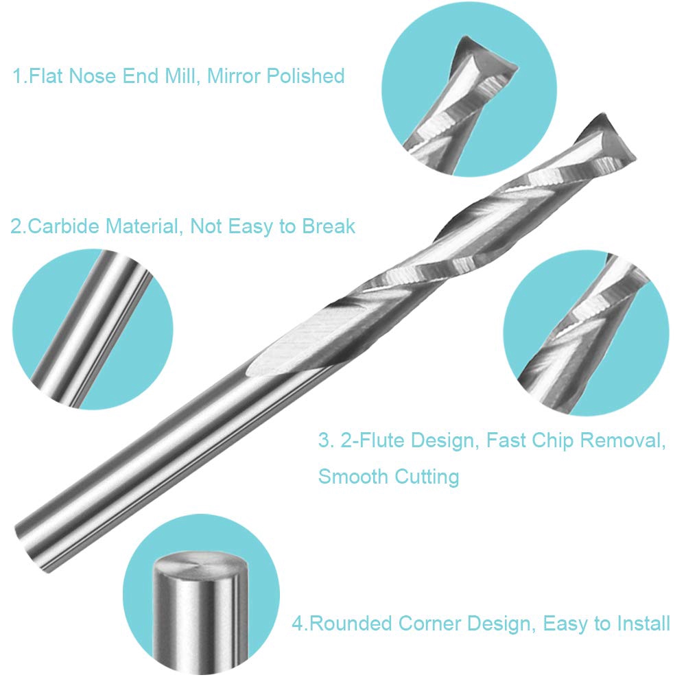 10pcs 3.175 1/8 Shank 2 Flute  - Woodworking Nc incelemesi ve fiyatı