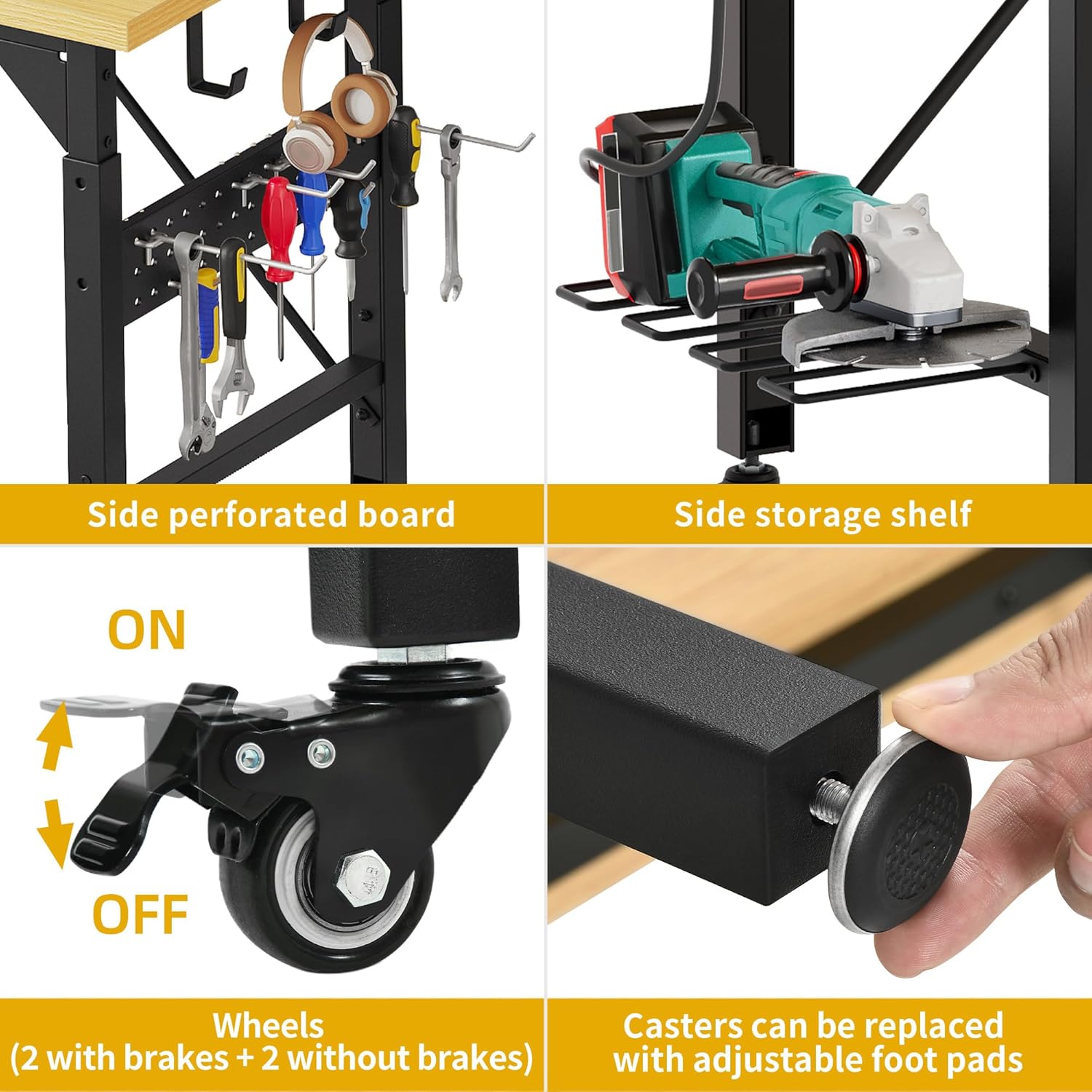Work Bench With Wheels Pegboar - Woodworking Work Table incelemesi ve fiyatı