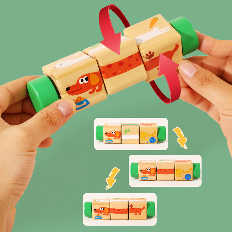 1pcs Baby Wooden Rotating Anim - Woodworking Kids Toys incelemesi ve fiyatı