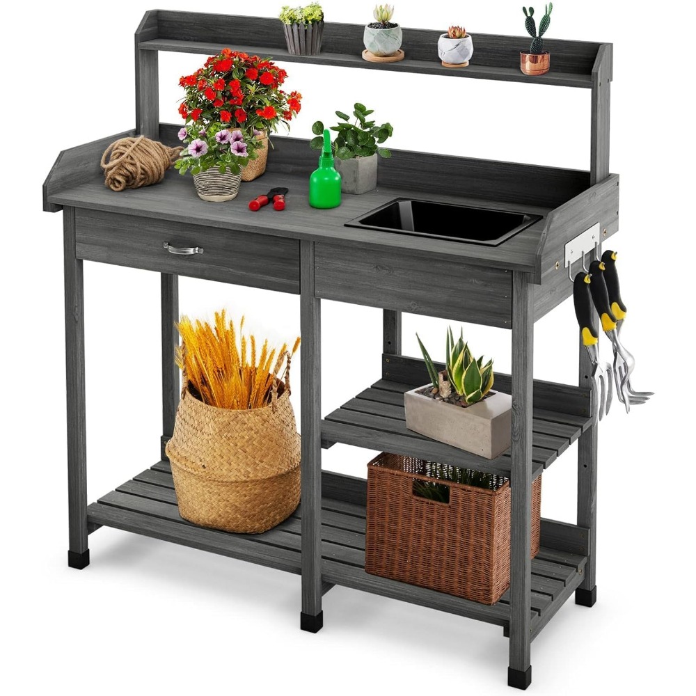 Potting Bench Table Patio Outd - Woodworking Work Table incelemesi ve fiyatı